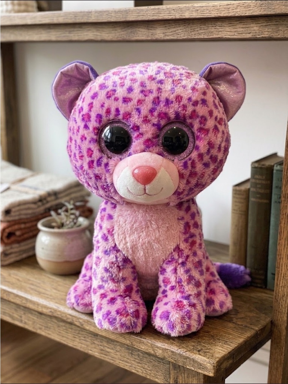 Ty Beanie Baby Boo Leopard Stuffed Animal Toy - XL Large 18” Glitter eyes, nose💗